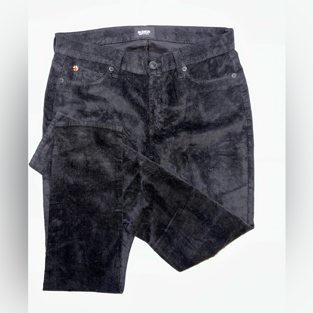 Hudson Krista Super Skinny Black Velvet Pants 27